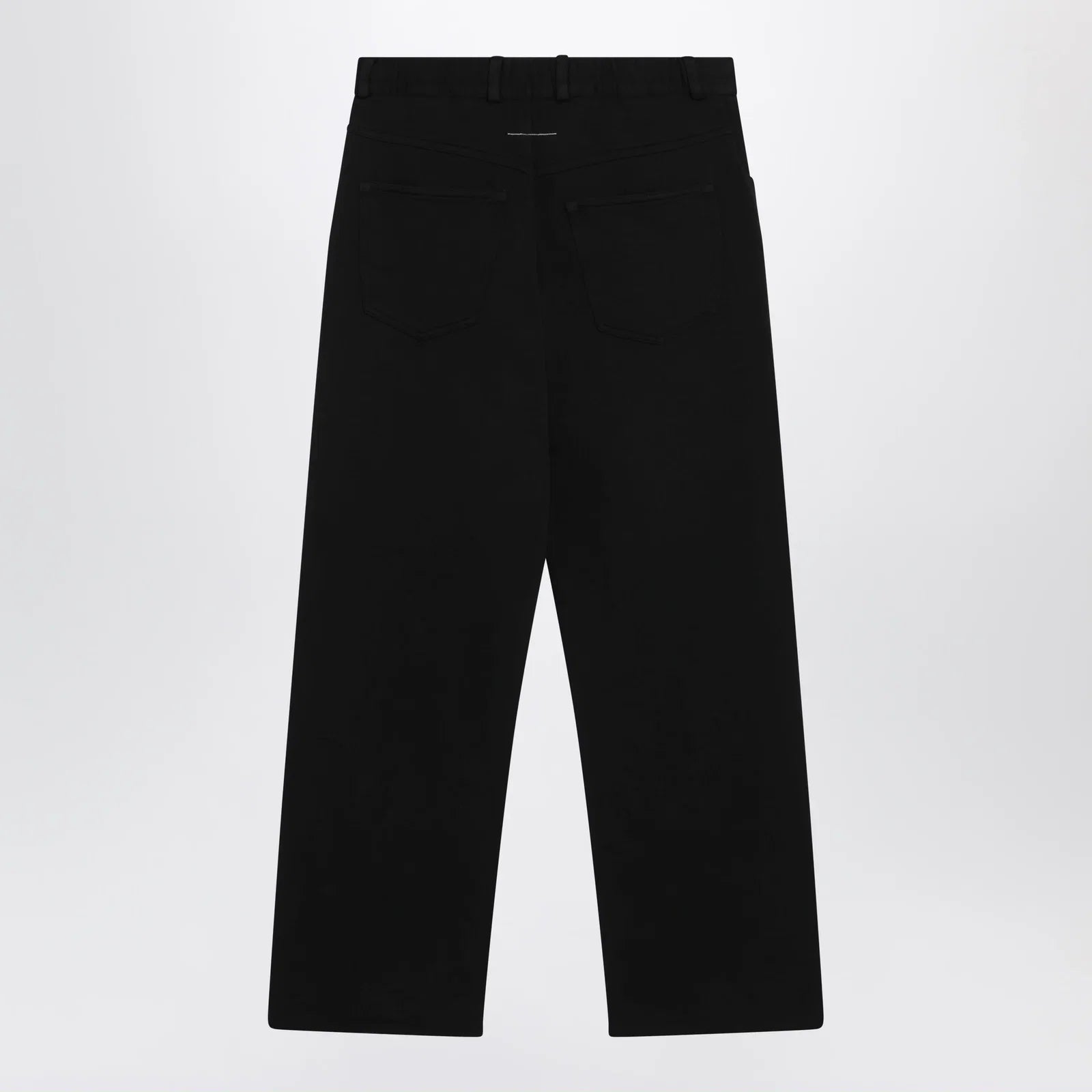 MM6 Maison Margiela Wide-leg cotton trousers with embroidered logo, black