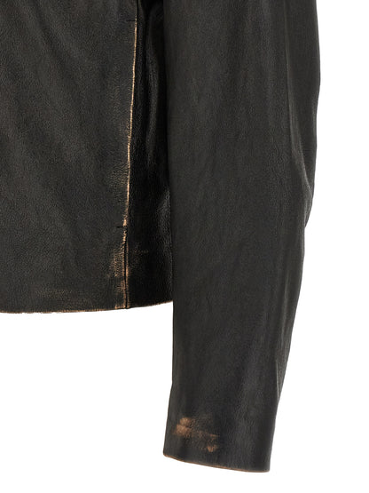 Mm6 Maison Margiela Antiqued Leather Jacket