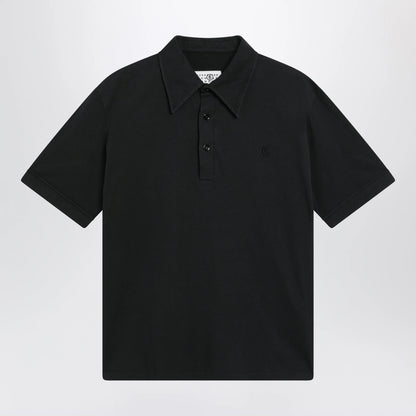MM6 Maison Margiela Black cotton polo shirt