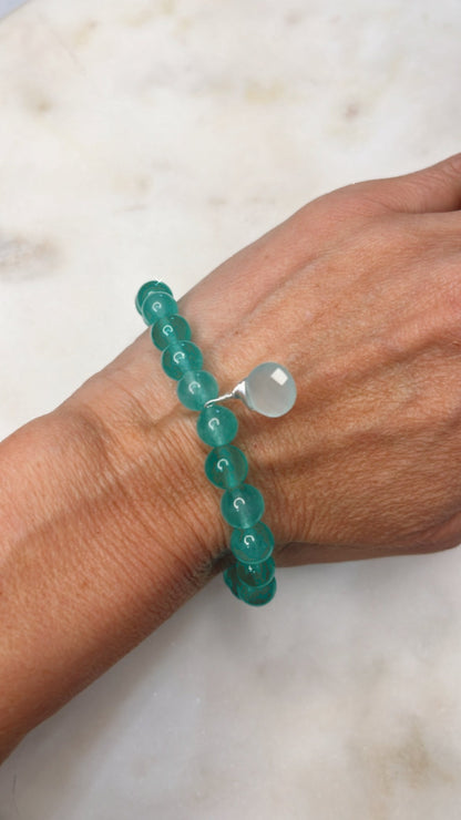 Amazonite Bracelet with Chalcedony Hand-Wrapped in Silver