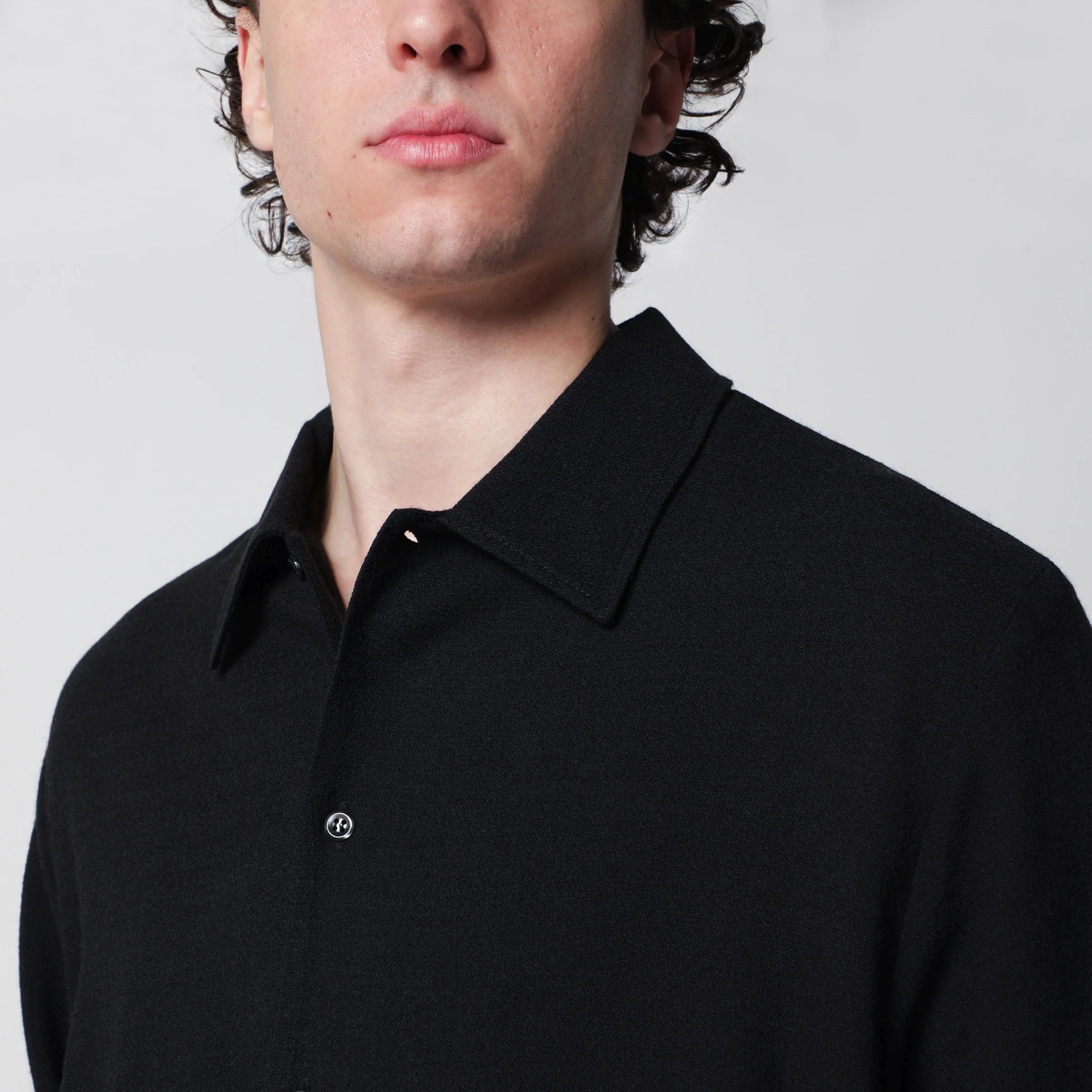 Séfr Sense black wool-blend crêpe shirt