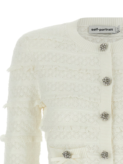 Self-Portrait Pointelle Diamante Cardigan