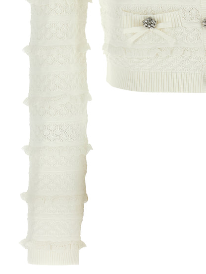 Self-Portrait Pointelle Diamante Cardigan
