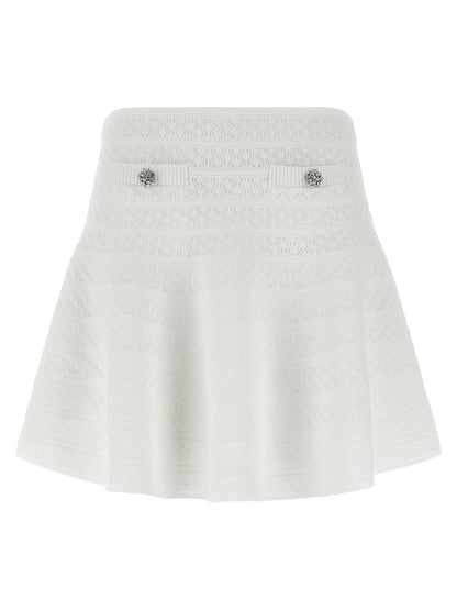 Self-Portrait Pointelle Knit Mini Skirt