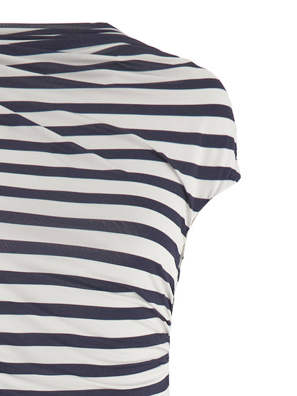 Self-Portrait Navy Stripe Jersey Maxi Dress