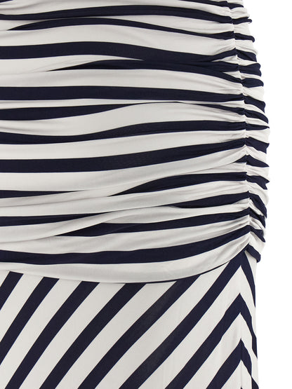Self-Portrait Navy Stripe Jersey Maxi Dress