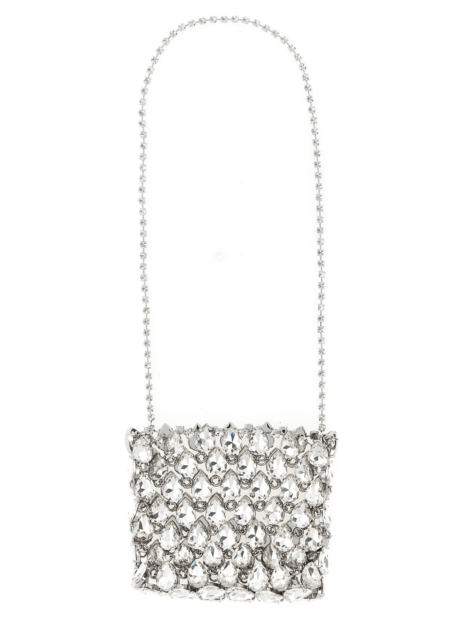 Self-Portrait Silver Crystal Chainmail Mini Clutch