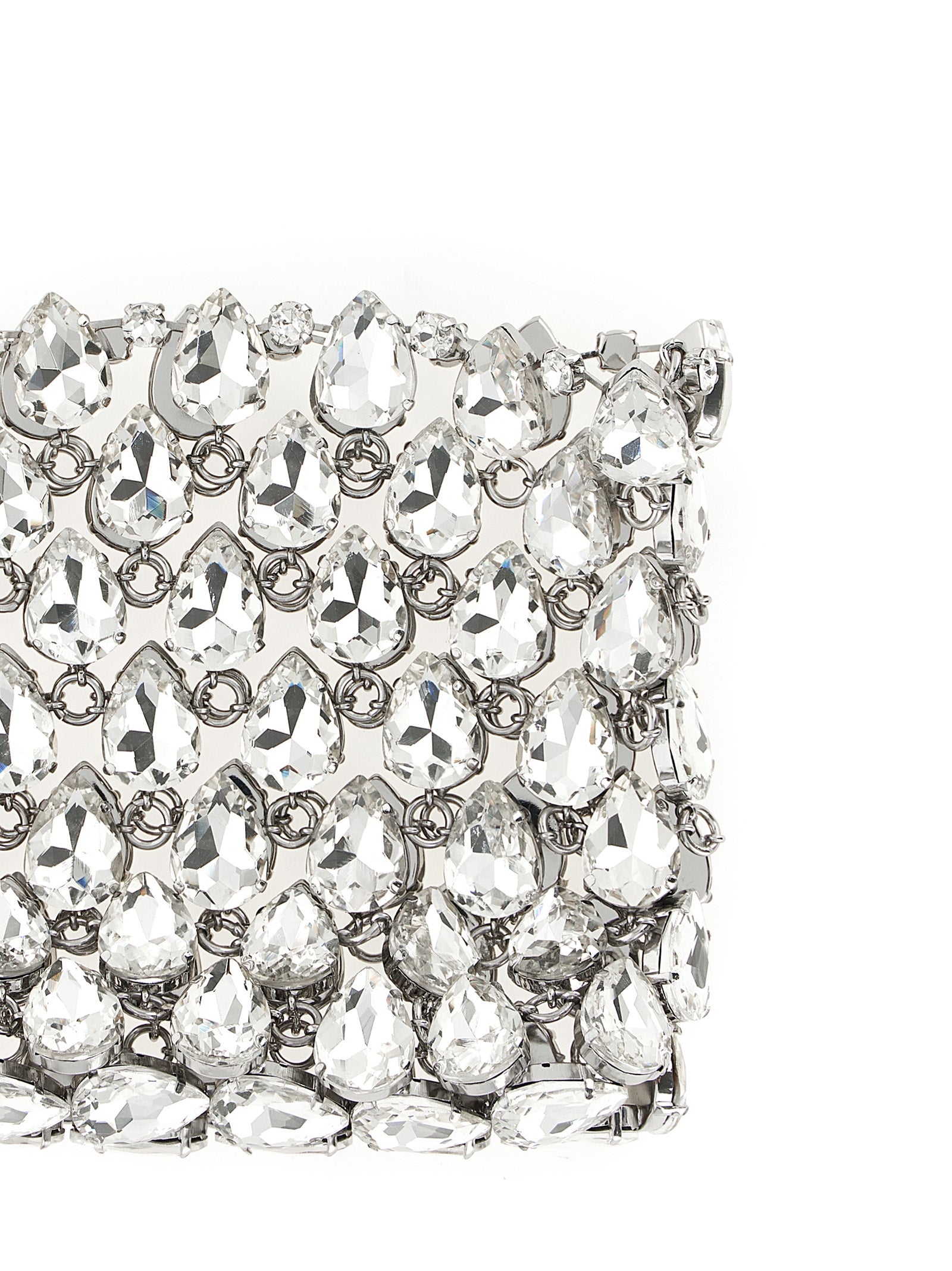 Self-Portrait Silver Crystal Chainmail Mini Clutch