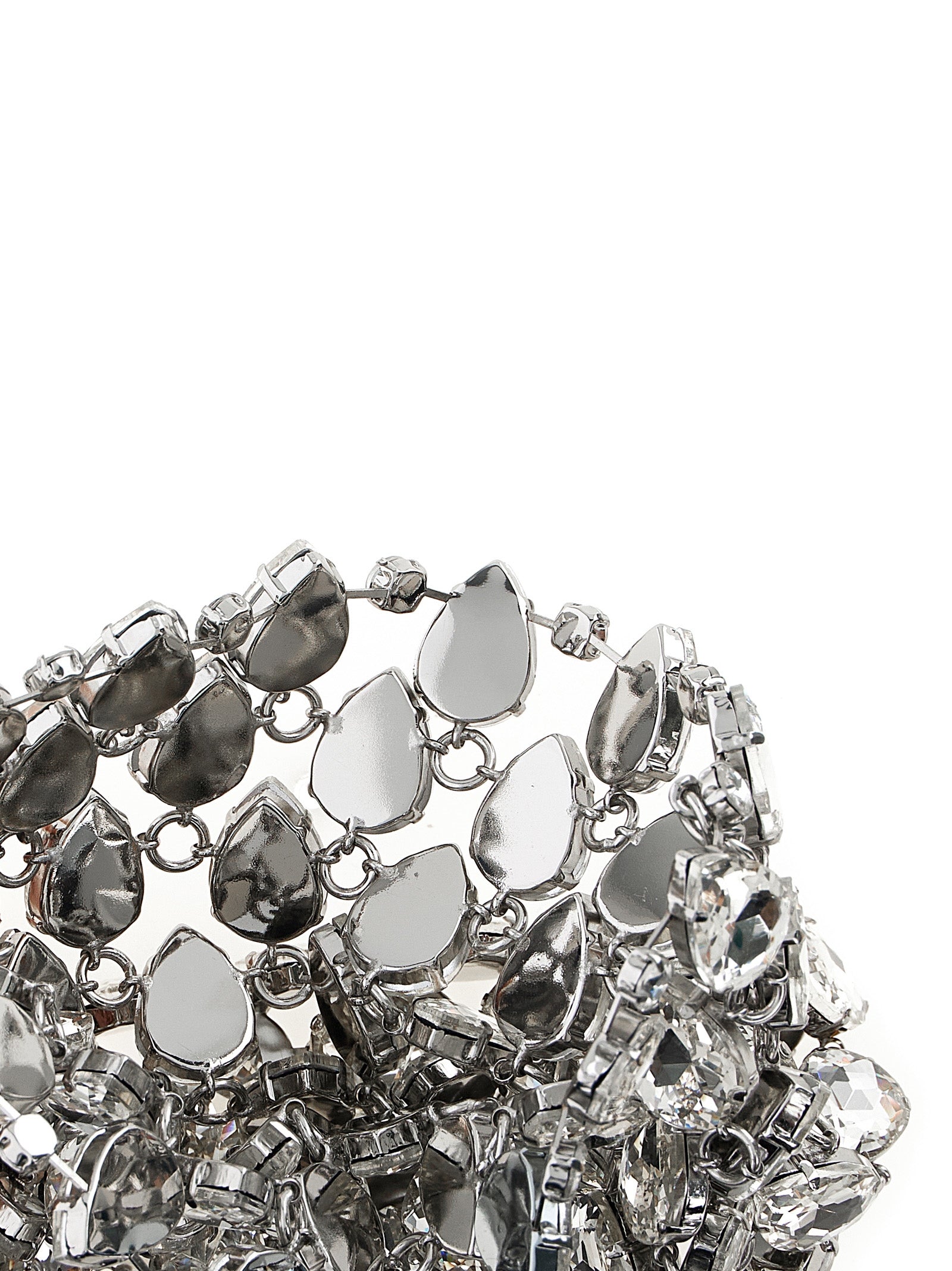 Self-Portrait Silver Crystal Chainmail Mini Clutch
