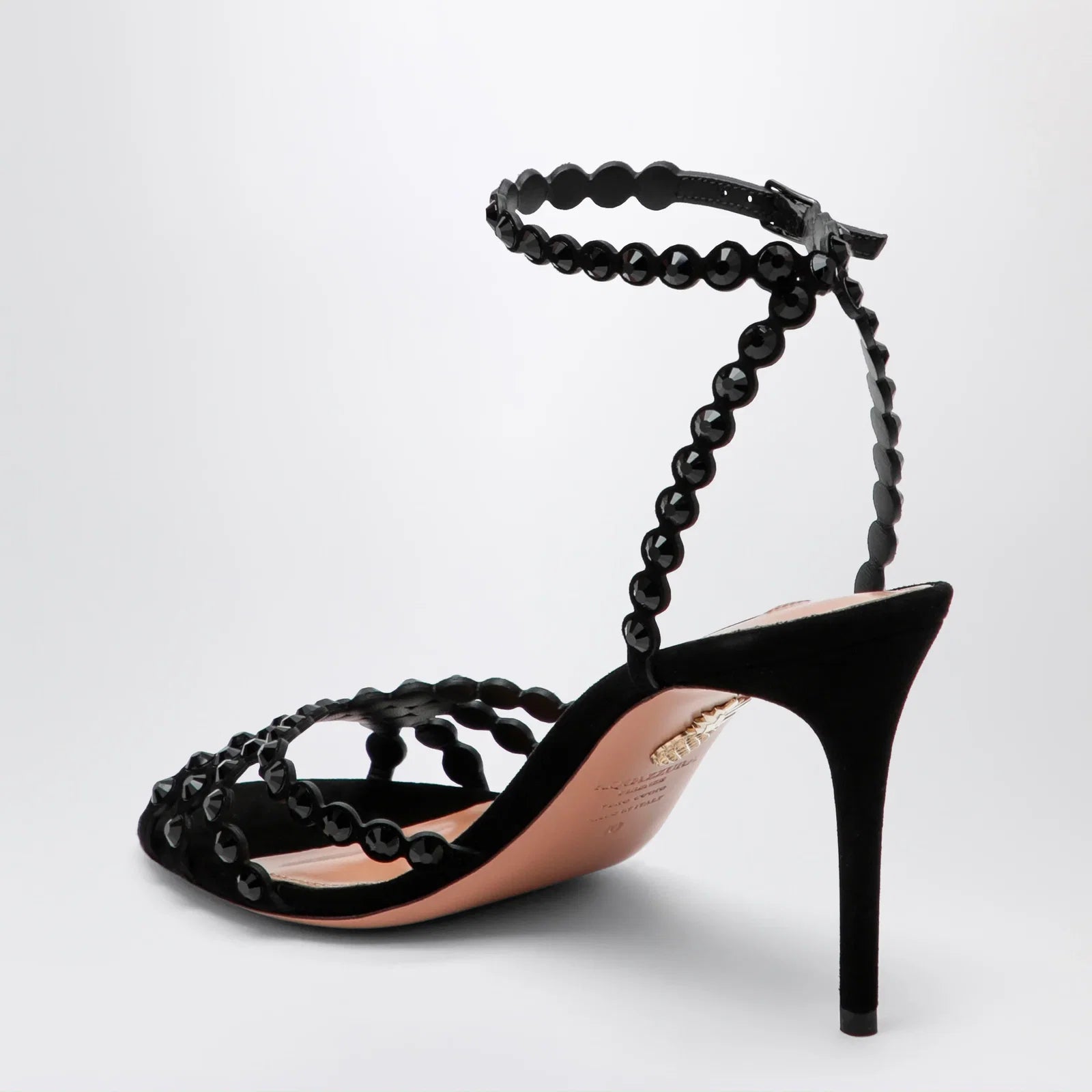 Aquazzura Tequila black sandals in suede with crystals