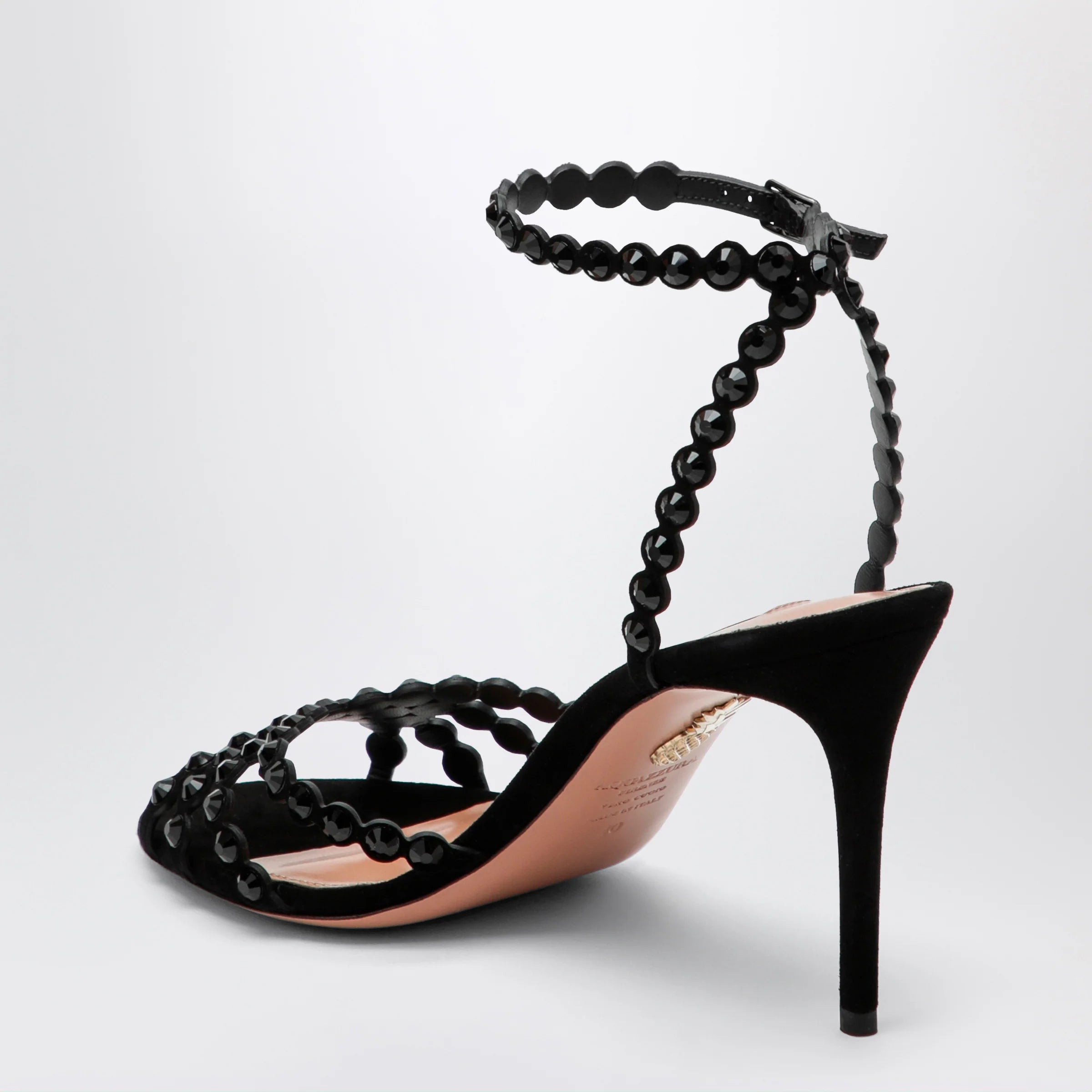 Aquazzura Tequila black sandals in suede with crystals