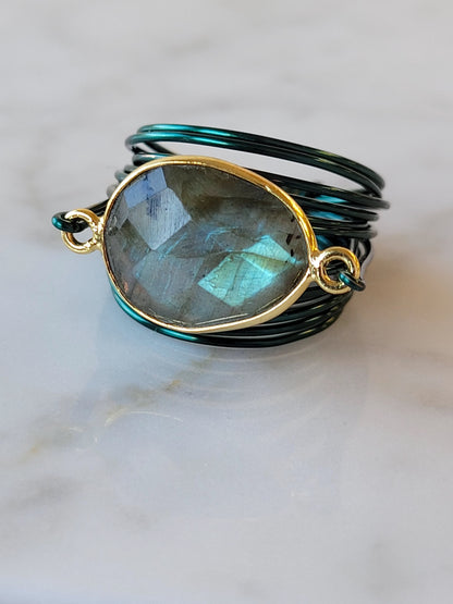 Torrey Ring in Green with Labradorite