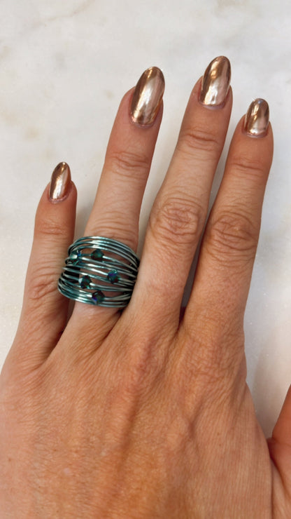 Torrey Ring in Light Blue with Teal Mojave Copper Turquoise