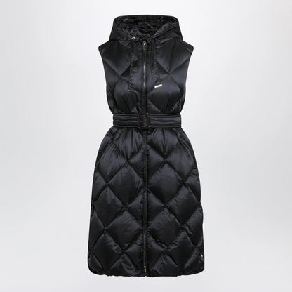 Max Mara The Cube Black belted sleeveless down jacket