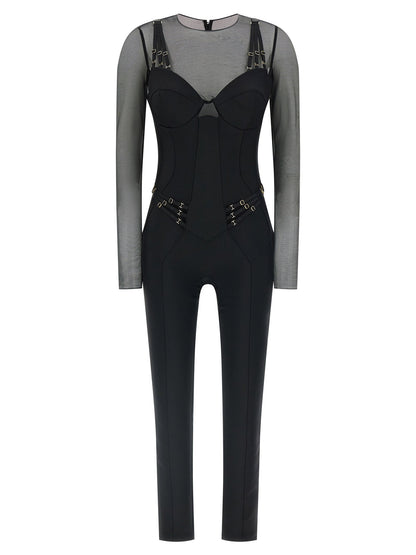 Elisabetta Franchi Jersey And Tulle Jumpsuit