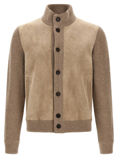 Zegna Suede Panel Cardigan