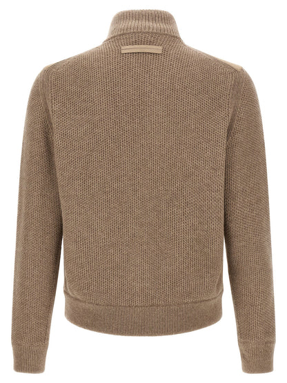 Zegna Suede Panel Cardigan
