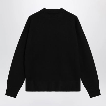 Ami Paris Black Ami de Coeur virgin wool sweater