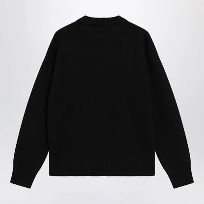 Ami Paris Black Ami de Coeur virgin wool sweater