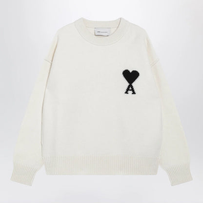 Ami Paris Ami de Coeur sweater in white virgin wool