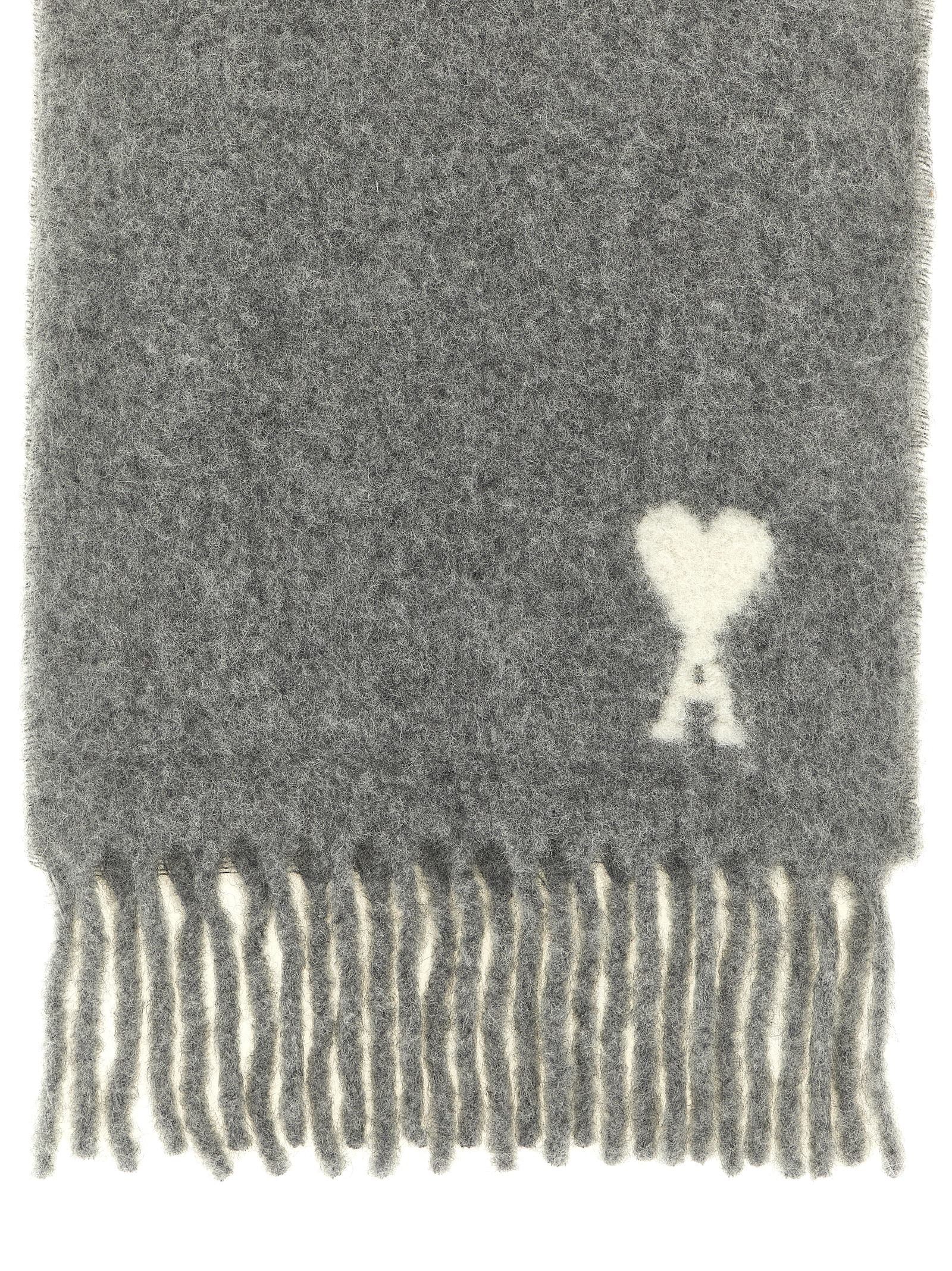 Ami Paris Adc Logo Scarf And Fringes