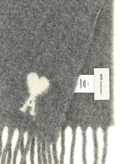 Ami Paris Adc Logo Scarf And Fringes