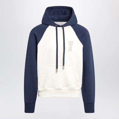 Ami Paris Ami De Coeur hoodie in cream/blue