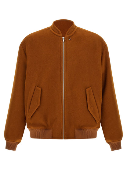 Valentino Garavani Vlogo Orange Bomber Jacket