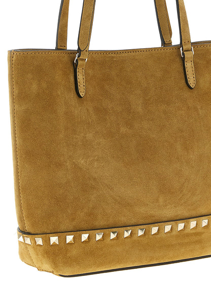 Valentino Garavani V. Garavani Rockstud Small Beige Shopping Bag