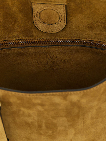 Valentino Garavani V. Garavani Rockstud Small Beige Shopping Bag