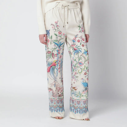 ETRO White wide-leg trousers with floral print