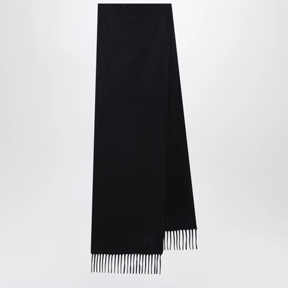 Max Mara Cashmere stole with Monogram embroidery in black