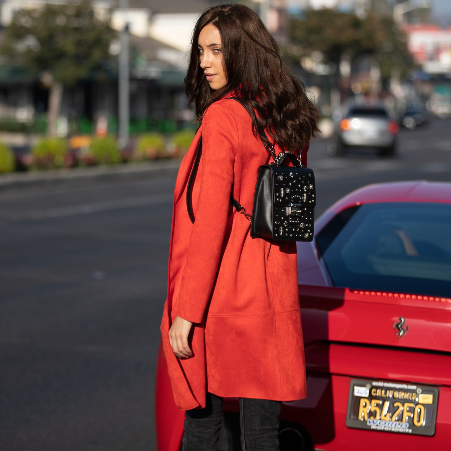 The Hollywood Backpack Purse Leather Black