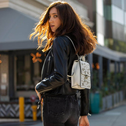 The Hollywood Backpack Leather Purse White