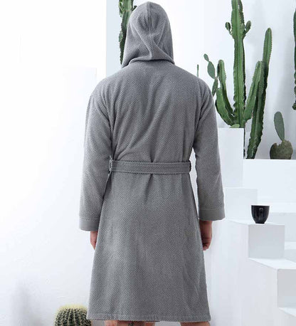 Men's Luxury Turkish Cotton Terry Cloth Robe with Hood