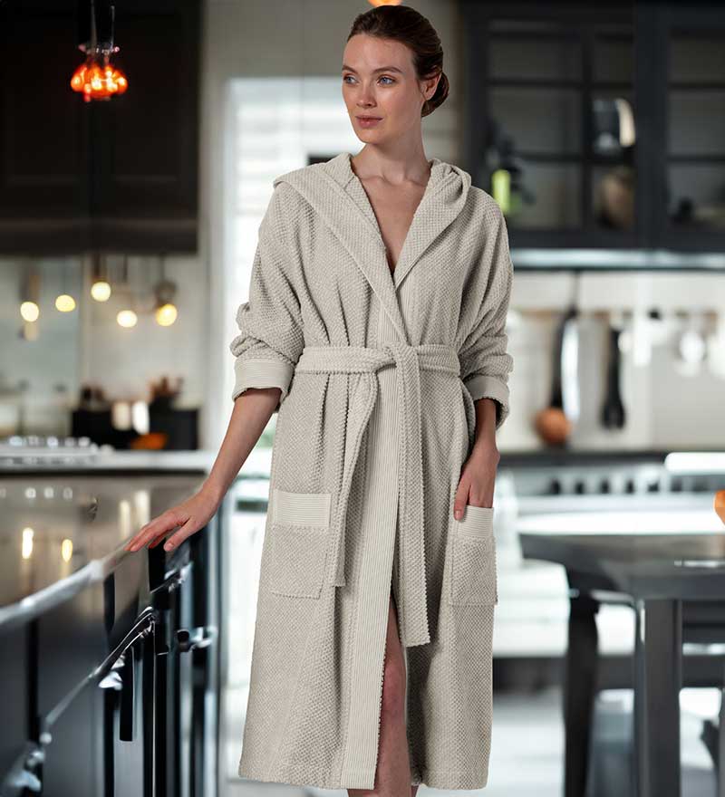 Women's Hooded Turkish Cotton Terry Cloth Robe