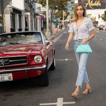 Angelica Turquoise Clutch Leather