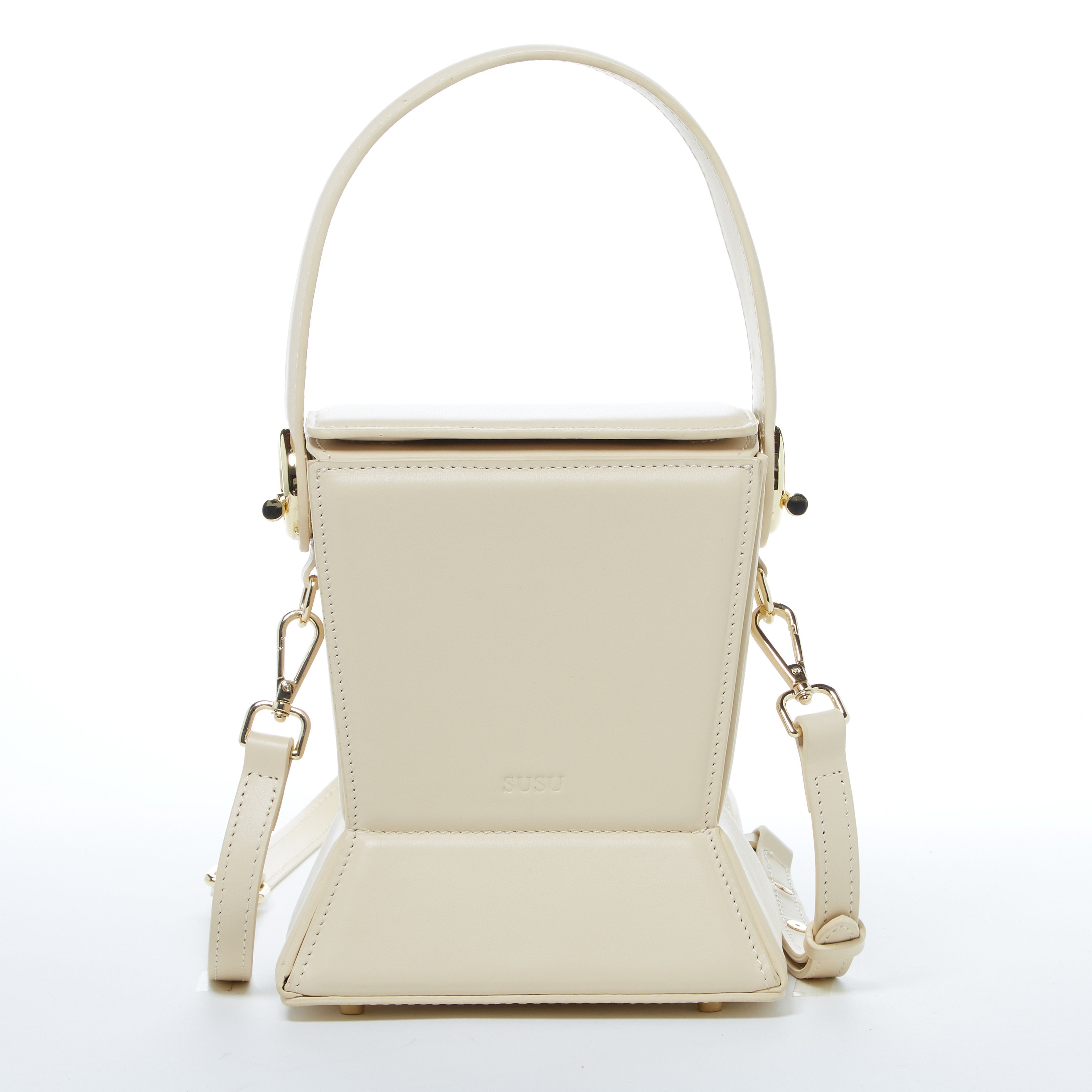 Amber Leather Bucket Bag Creamy Off White