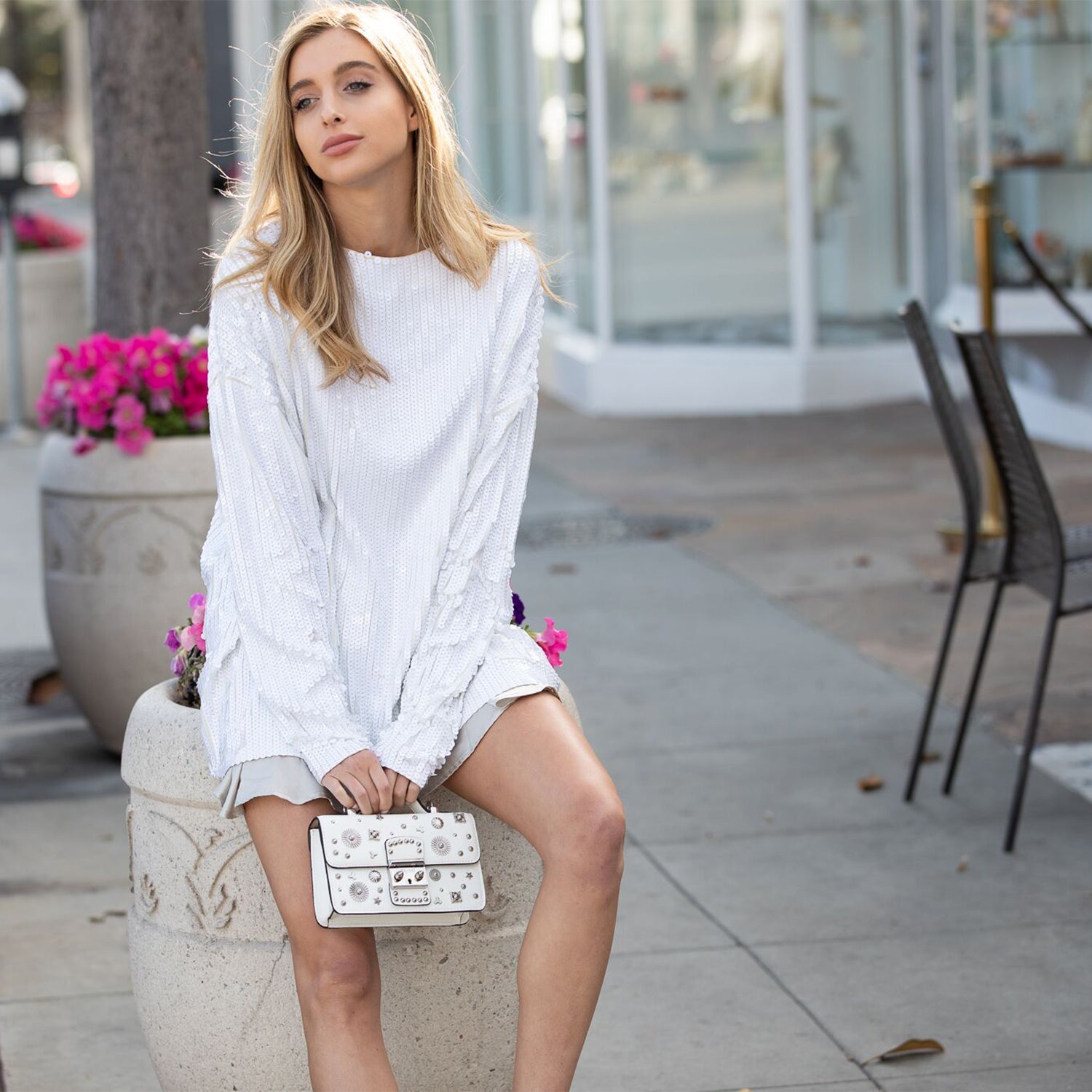 The Hollywood White Leather Crossbody Bag