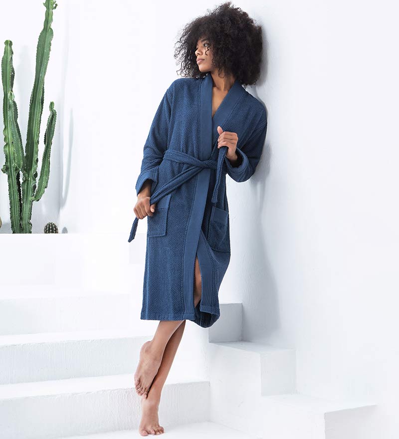 Women's Turkish Cotton Terry Kimono Robe - Luxurious Terry Cloth Bathrobe