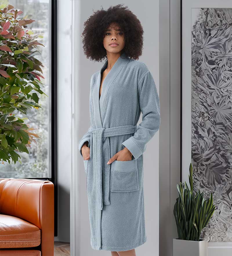 Women's Turkish Cotton Terry Kimono Robe - Luxurious Terry Cloth Bathrobe